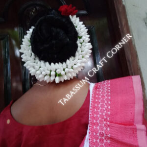 3. Artificial Koli Side Gajra With Velvet Rose - Tabassum Craft Corner